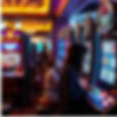 A player engaging with an Aruze slot machine in a modern casino setting