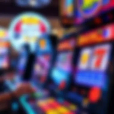 A close-up view of an Aruze slot machine showcasing its vibrant themes