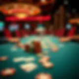 A vibrant gaming table showcasing colorful chips and cards.