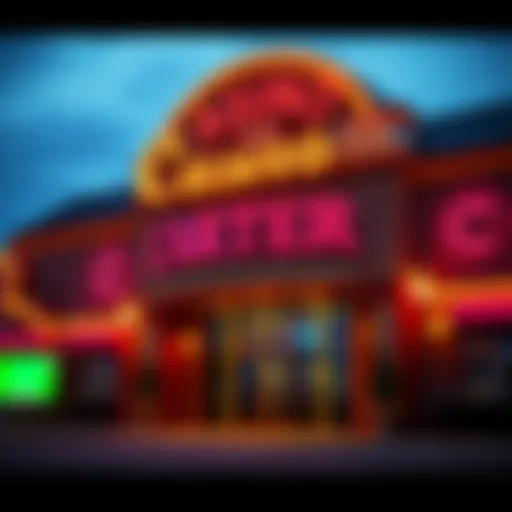 Exterior view of Casino Carter showcasing its vibrant signage and architecture