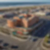 Aerial view of Casino on Rockaway showcasing its vibrant exterior and surrounding landscape