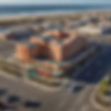 Aerial view of Casino on Rockaway showcasing its vibrant exterior and surrounding landscape