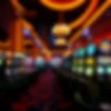 A Bustling Casino Floor Vibrant casino floor with slot machines and gaming tables