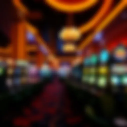 A Bustling Casino Floor Vibrant casino floor with slot machines and gaming tables