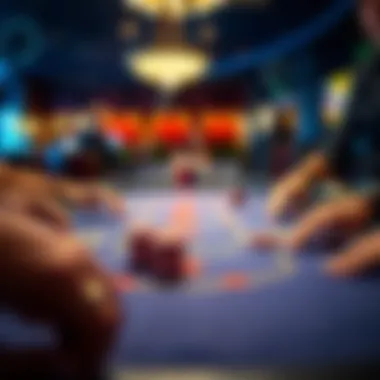 A close-up of a poker table showcasing the intensity of gameplay