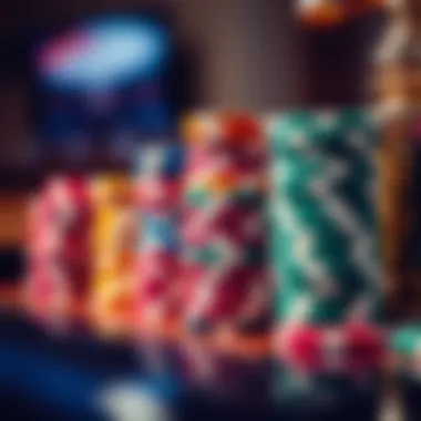 Colorful Roulette Chips Close-up of roulette chip stacks in various colors