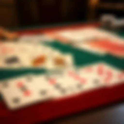 Cribbage Solitaire Card Layout A captivating layout of cribbage solitaire cards on a table