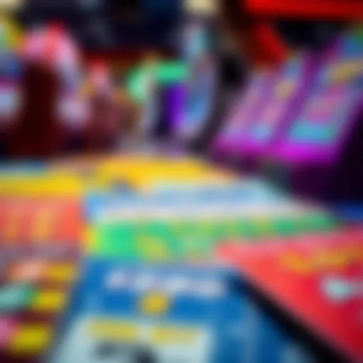 A Colorful Array of Scratch-Off Tickets An array of colorful scratch-off tickets arranged neatly