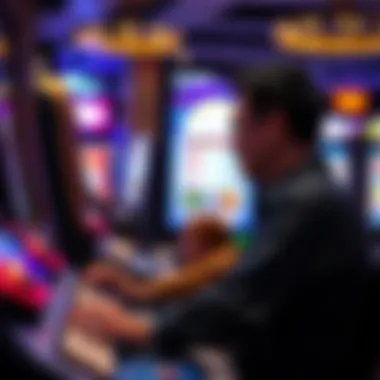 Analyzing Strategies in Demo Slots A thoughtful player analyzing strategies while playing demo slots, representing skill development