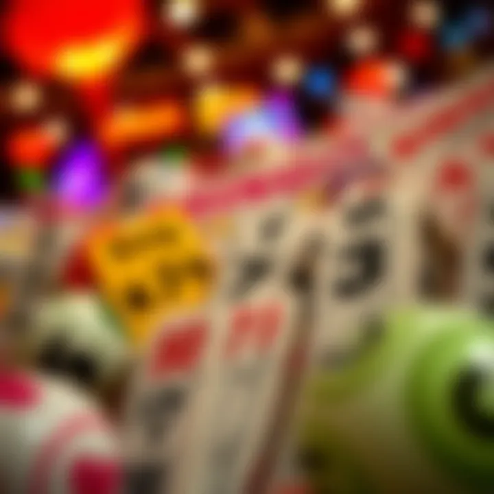 Diverse Bingo Formats A close-up view of various colorful bingo cards ready for online play.