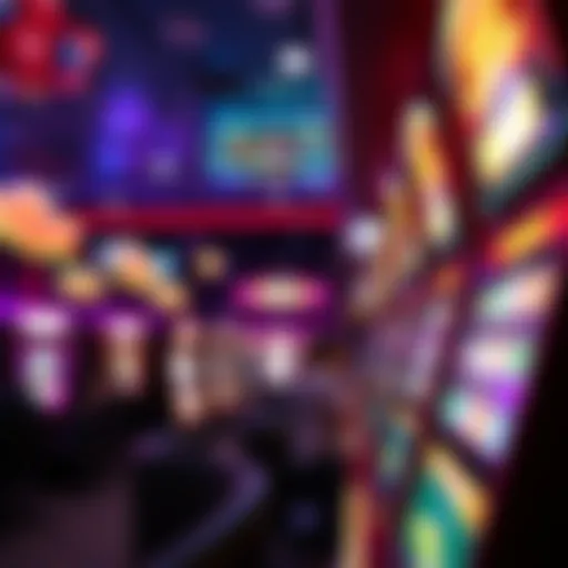 A vibrant digital bingo hall filled with colorful cards and virtual players.