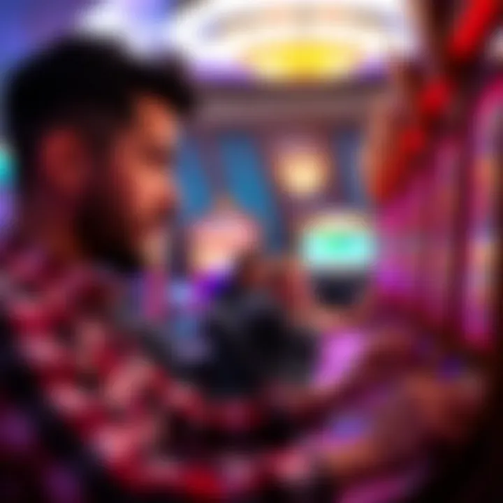 Engaged Player with Gaming Strategy A player engrossed in a free slot game with a strategic mindset