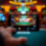 Mobile poker app interface showcasing a live game