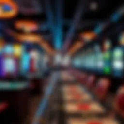 Virtual casino environment showcasing various gaming tables and slots