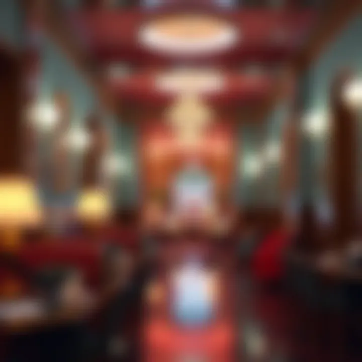 Interior of a historic Las Vegas hotel featuring retro design elements