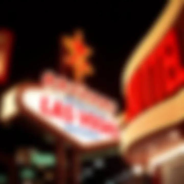 Original Las Vegas hotel neon sign illuminating the night