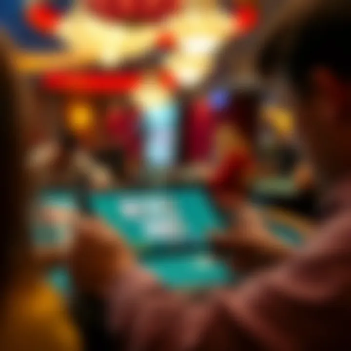 Engaging in Poker on Android Device Player enjoying poker on Android device