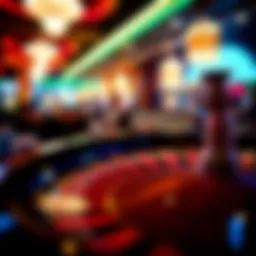 A roulette wheel glistening under casino lights