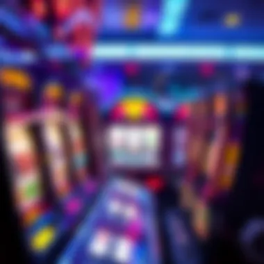 Visual representation of a vibrant slot machine with spinning reels