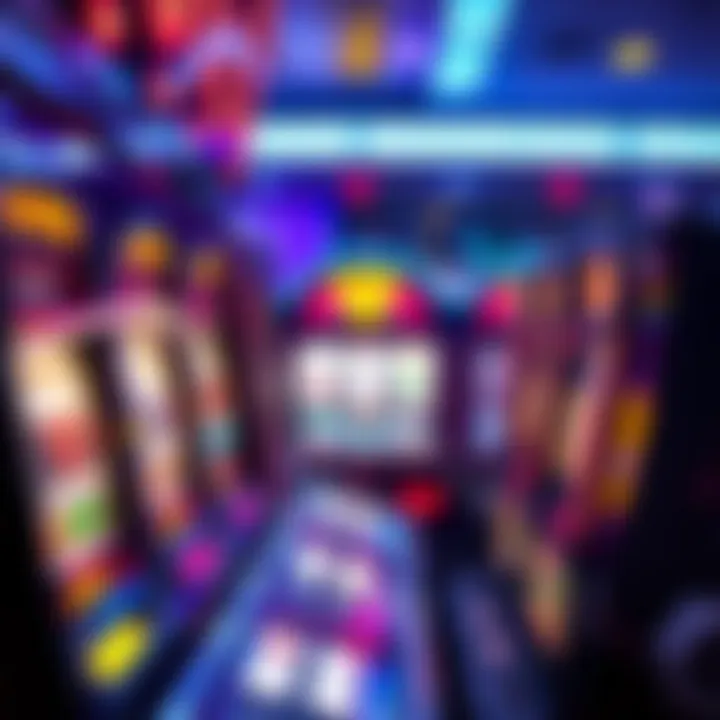 Visual representation of a vibrant slot machine with spinning reels