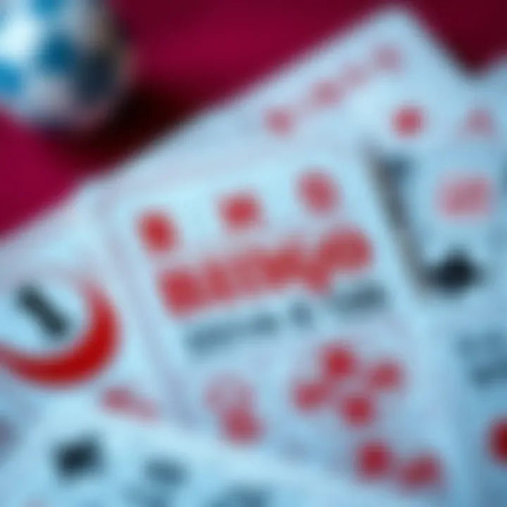 A close-up of bingo cards with unique patterns and designs