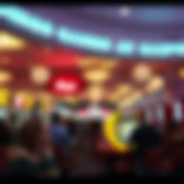 A vibrant bingo hall filled with excitement and players engaged in the game