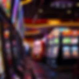 A vibrant array of slot machines in a Las Vegas casino showcasing bright lights and dynamic graphics.