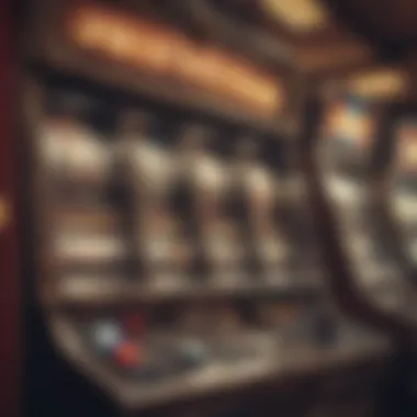 Close-up of a vintage slot machine reflecting its history