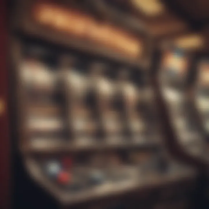 Close-up of a vintage slot machine reflecting its history