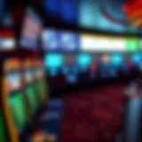 Interior view of the Mohegan Sun sportsbook showcasing the diverse betting screens