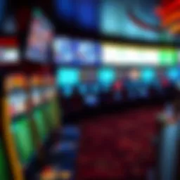 Interior view of the Mohegan Sun sportsbook showcasing the diverse betting screens