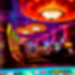 Vibrant casino atmosphere with bright lights and excited players
