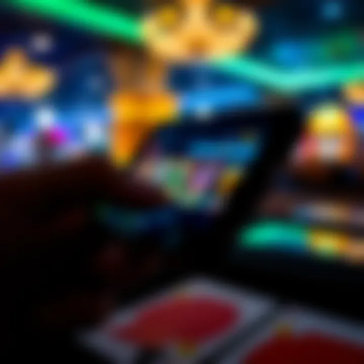 A close-up of a smartphone screen with casino game graphics