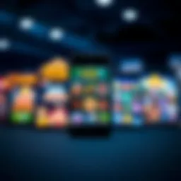 Mobile phone displaying a variety of gambling games