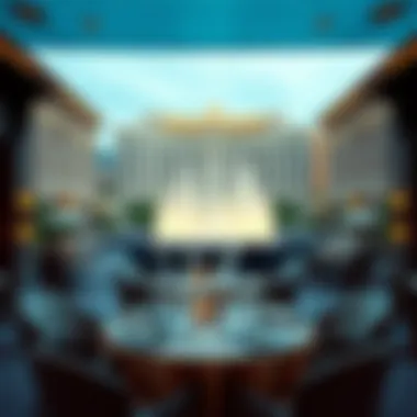 Breathtaking Views from Lago Bellagio Stunning view of the restaurant with a backdrop of the Bellagio fountains