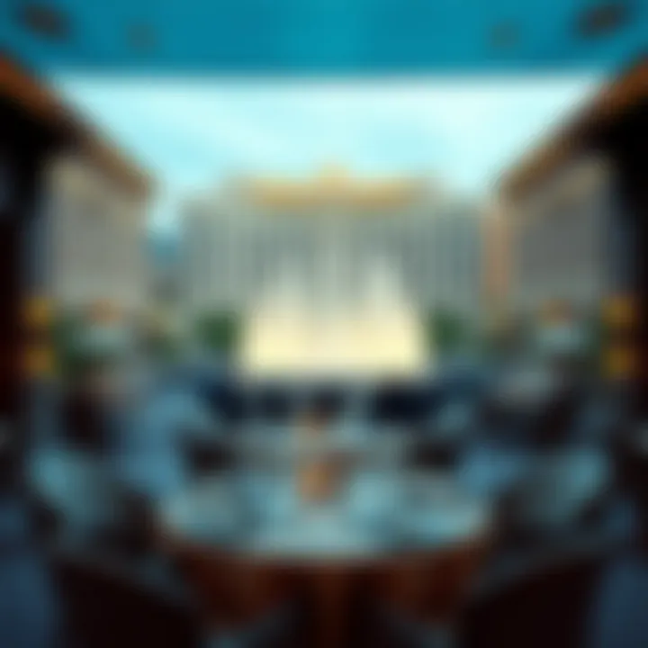 Breathtaking Views from Lago Bellagio Stunning view of the restaurant with a backdrop of the Bellagio fountains