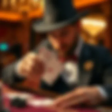 Magician in Action Close-up of a magician performing a card trick with focus