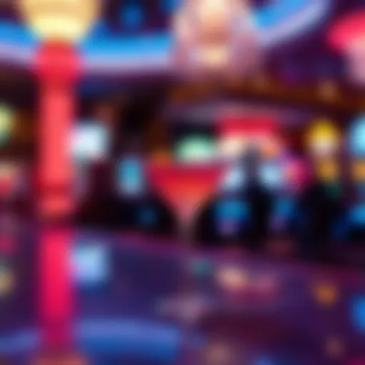Elegant cocktail setup in a vibrant casino atmosphere