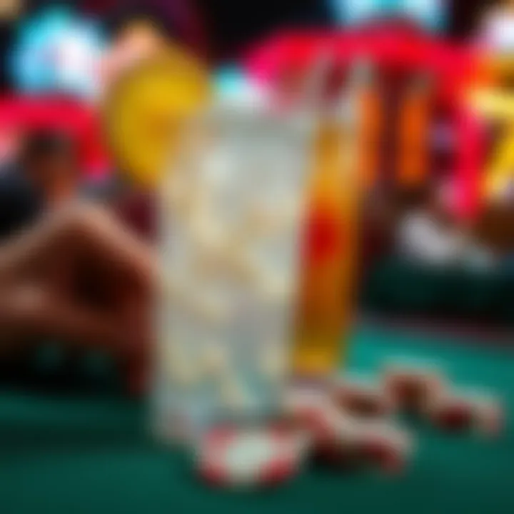 Gambling chips alongside a refreshing beverage