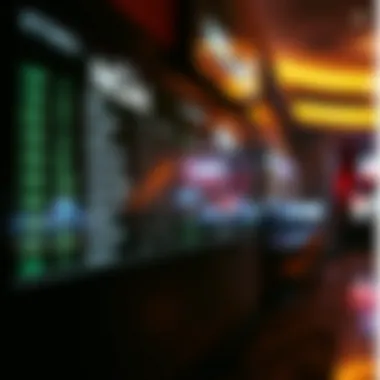 NCAA basketball betting lines displayed on a digital board