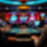 Digital Poker Tournament in Action A digital poker table showcasing an online tournament in progress.