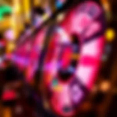 A close-up view of a spinning slot reel with engaging graphics