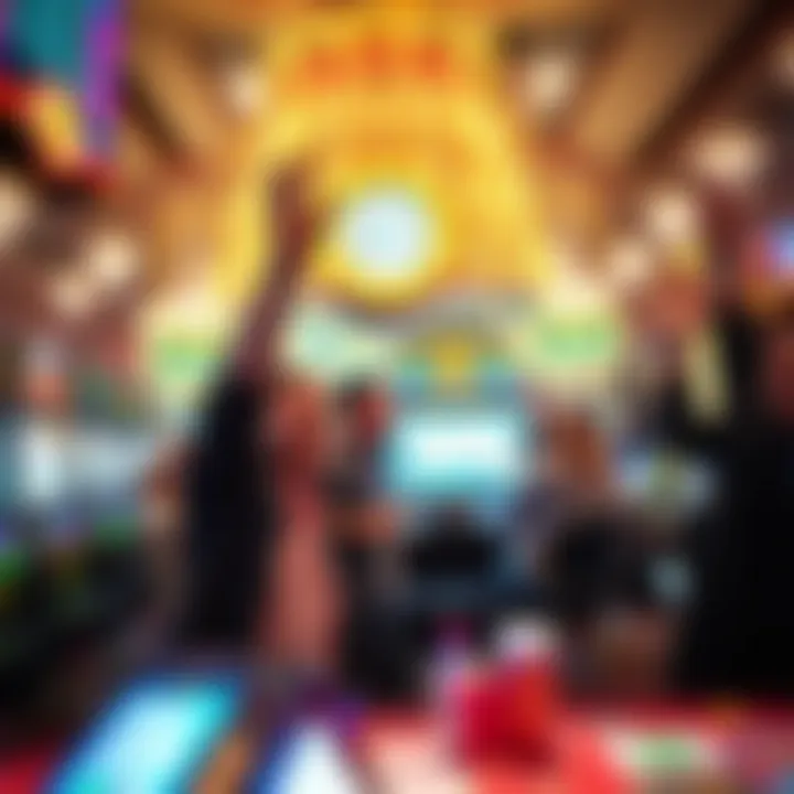 Celebration after a monumental jackpot win