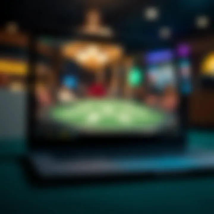 Online Poker Experience A laptop screen featuring a poker table in an online gaming environment.