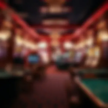 The Vintage Charm of Casino Interiors An interior view of an old casino filled with vintage gaming tables and decor