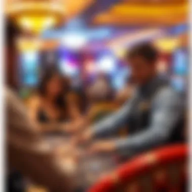 Professional table games dealer engaging with players at a casino