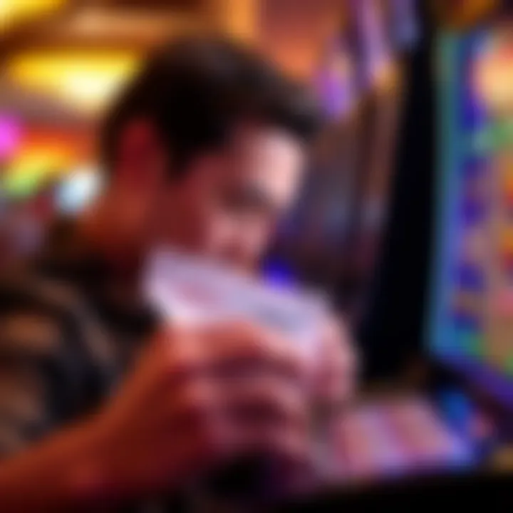 Close-up of a person scratching a ticket with anticipation