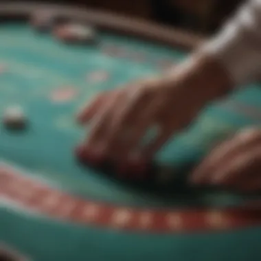 Close-up of a player placing bets on a craps table