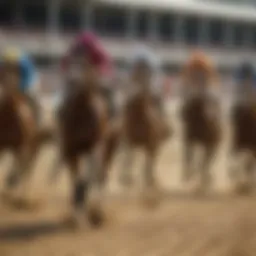 Thoroughbred horses racing at the Kentucky Derby