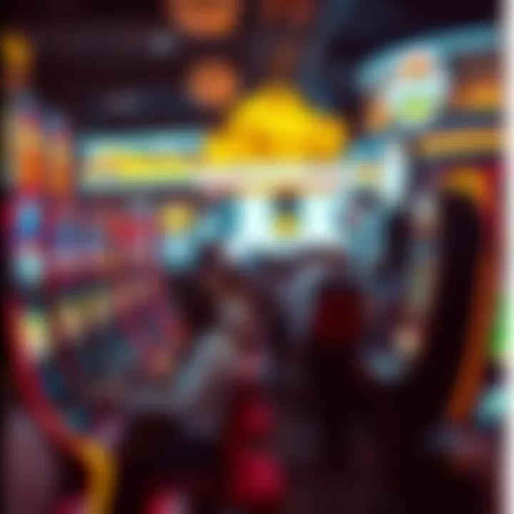 A vibrant scene depicting players engaging with uptown slots in an online casino